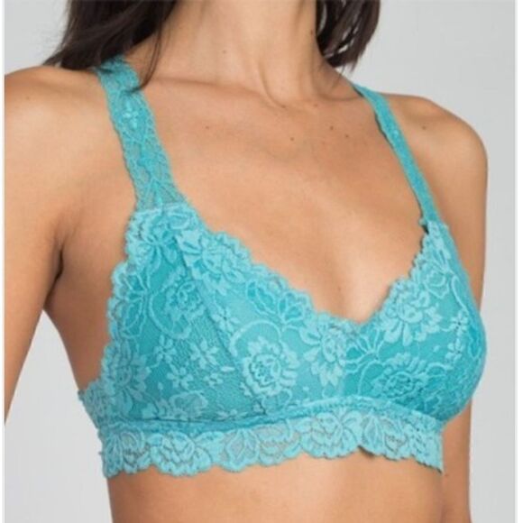 Lace Racer Back Bralette Blue S/M - Picture 3 of 7